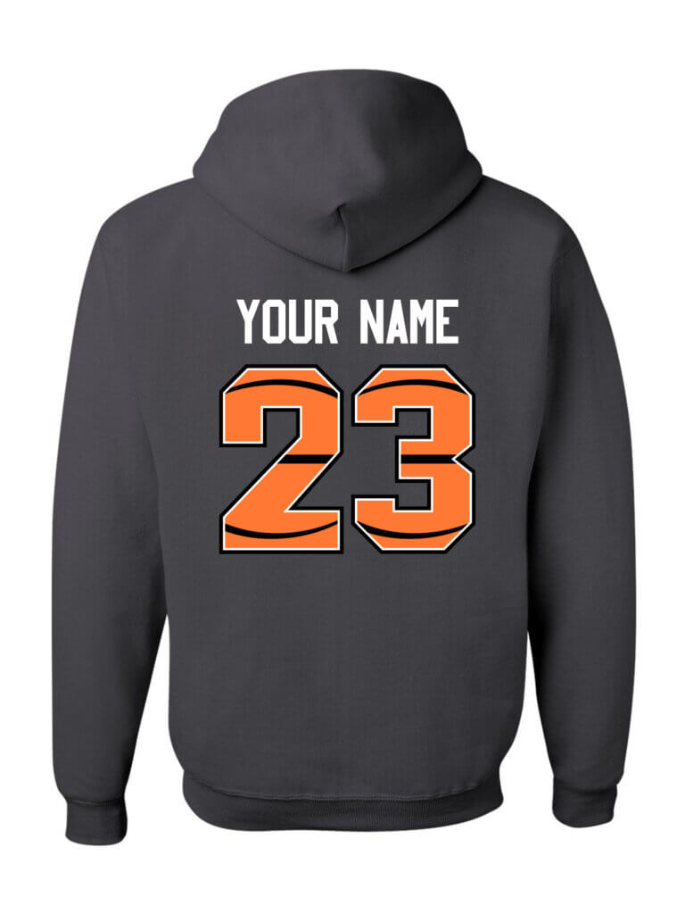 Personalized hoodie with name and basketball numbers